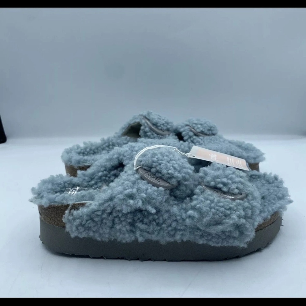 Papillio (Birkenstock) Blue Fuzzy Sandals